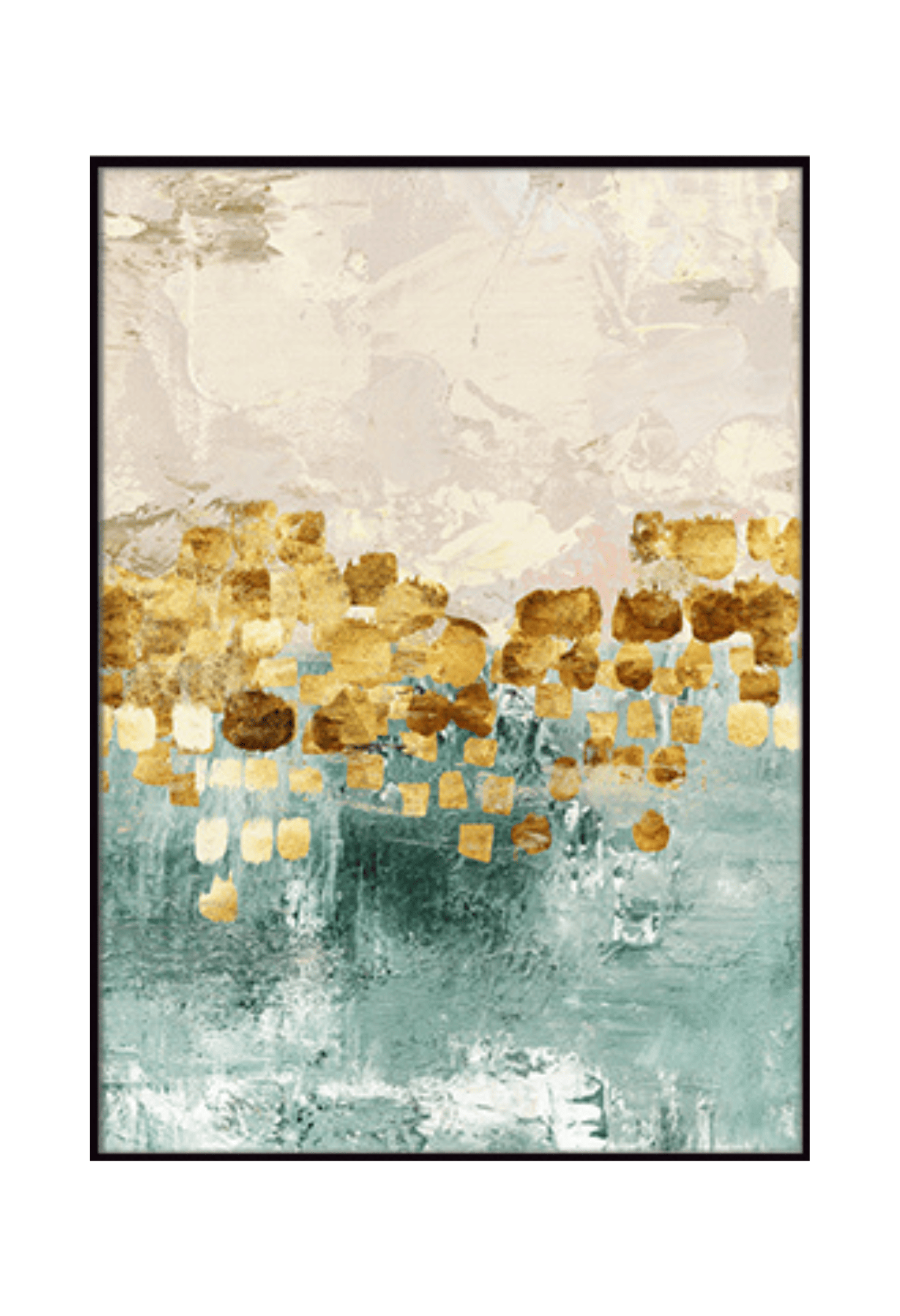 Teal and Gold Color Abstract Canvas Print Wall Art Set Minimalist Triptych | CP004