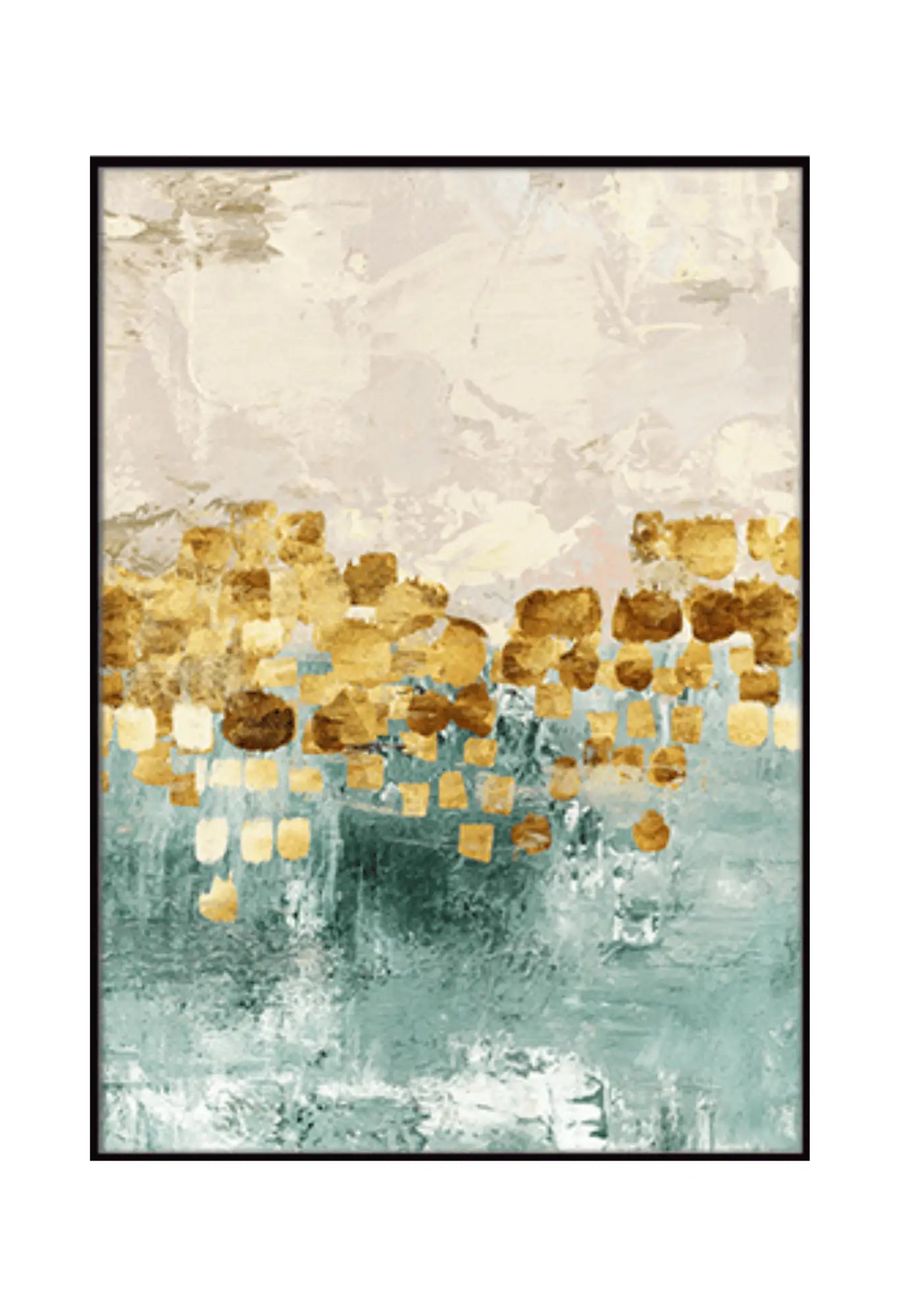 Teal and Gold Color Abstract Triptych Canvas Print Wall Art | CP004