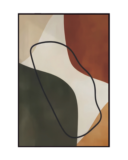 Terracotta and Sage Green Abstract Organic Canvas Print Wall Art | CP210