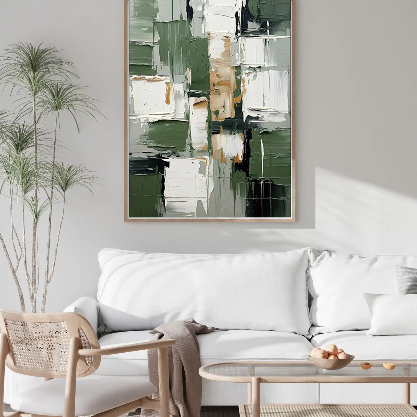Sage Green and Beige Abstract Blocks Oversize Canvas Print Wall Art | CP176