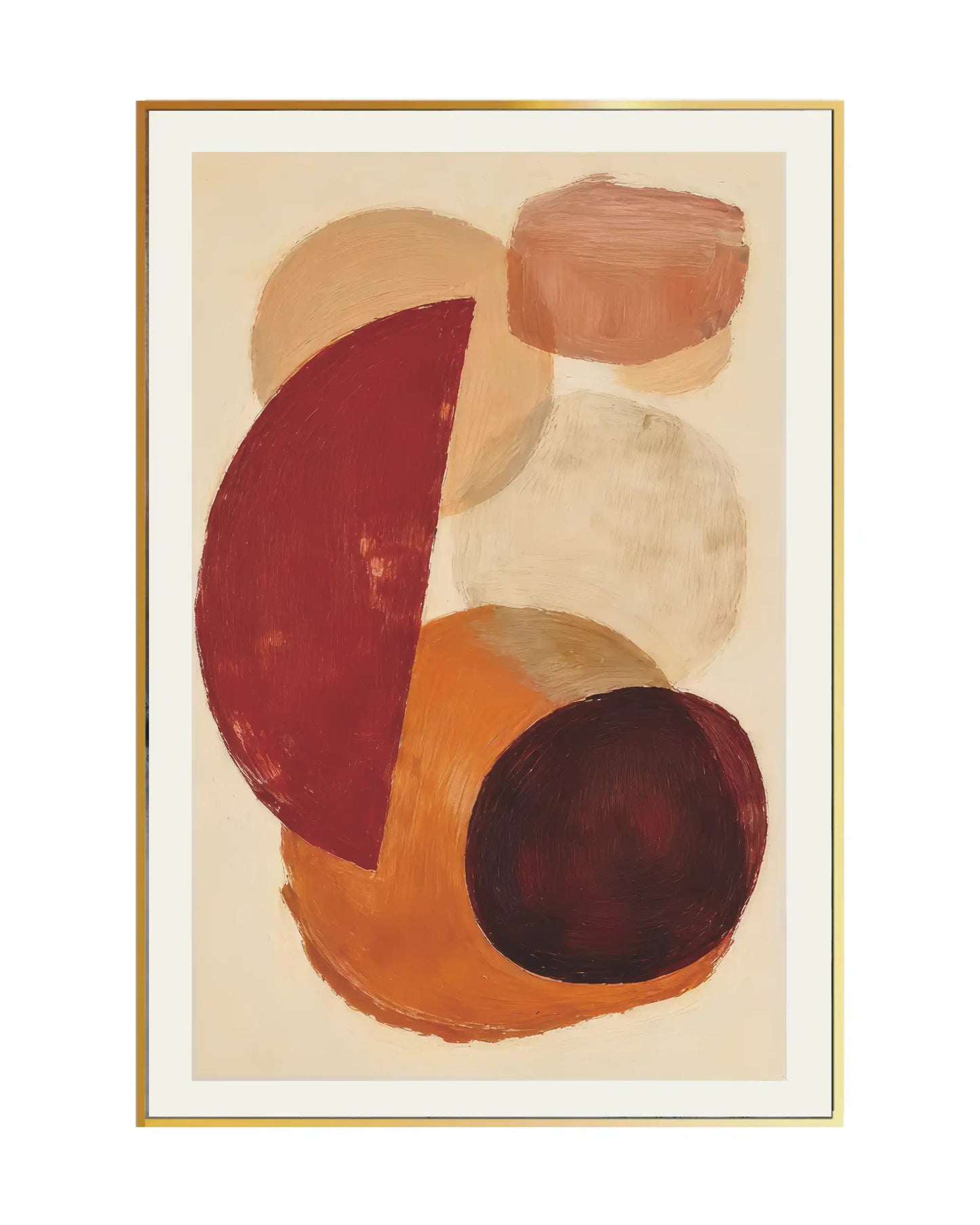 Burgundy and Terracotta Abstract Geometric Diptych Canvas Print Wall Art | CP208