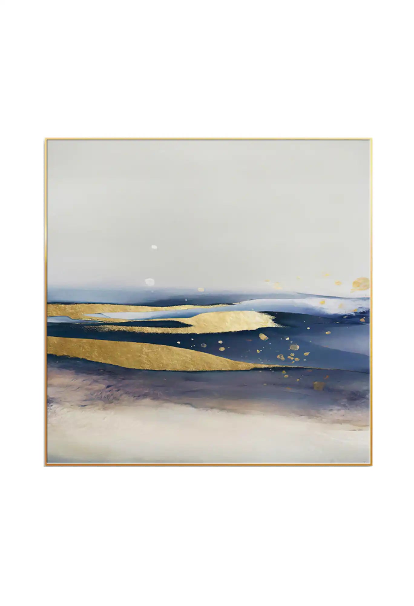 Navy Blue and Gold Abstract Oversize Canvas Print Wall Art | CP039040