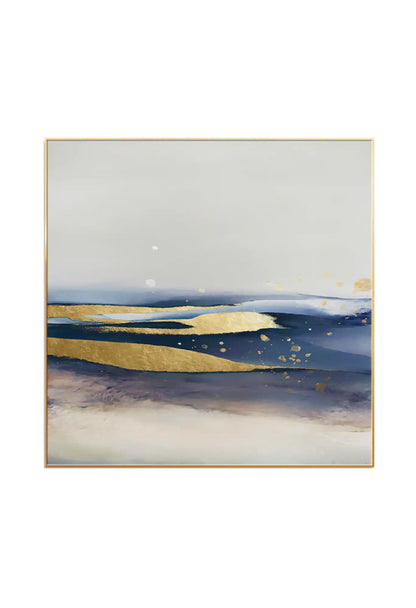 Navy Blue and Gold Abstract Oversize Canvas Print Wall Art | CP039040