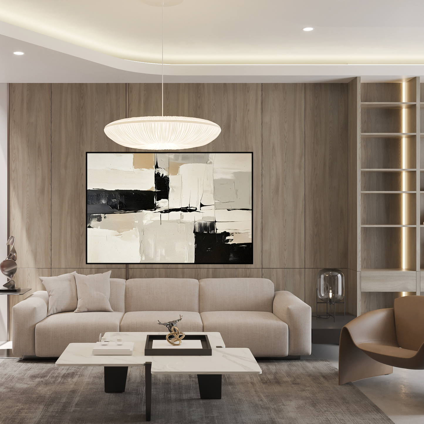 CP185 Neutral Abstract Print Wall Decor