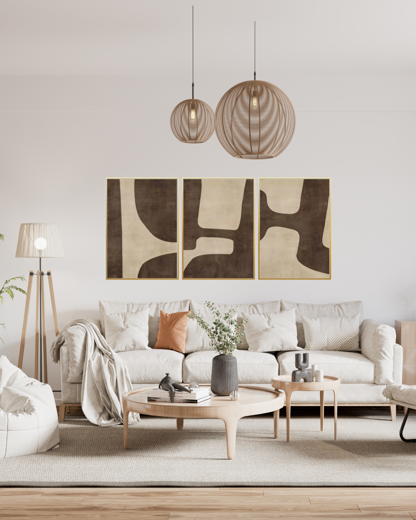 Brown and Beige Abstract Organic Canvas Print Wall Art | CP201