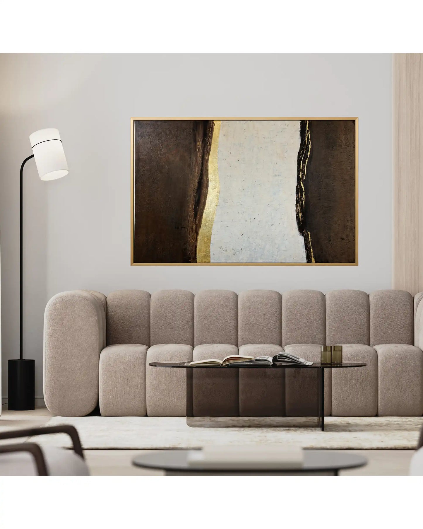 "Edges of Calm" Original Hand-Painted Gold Foil Canvas Wall Art by Skye
