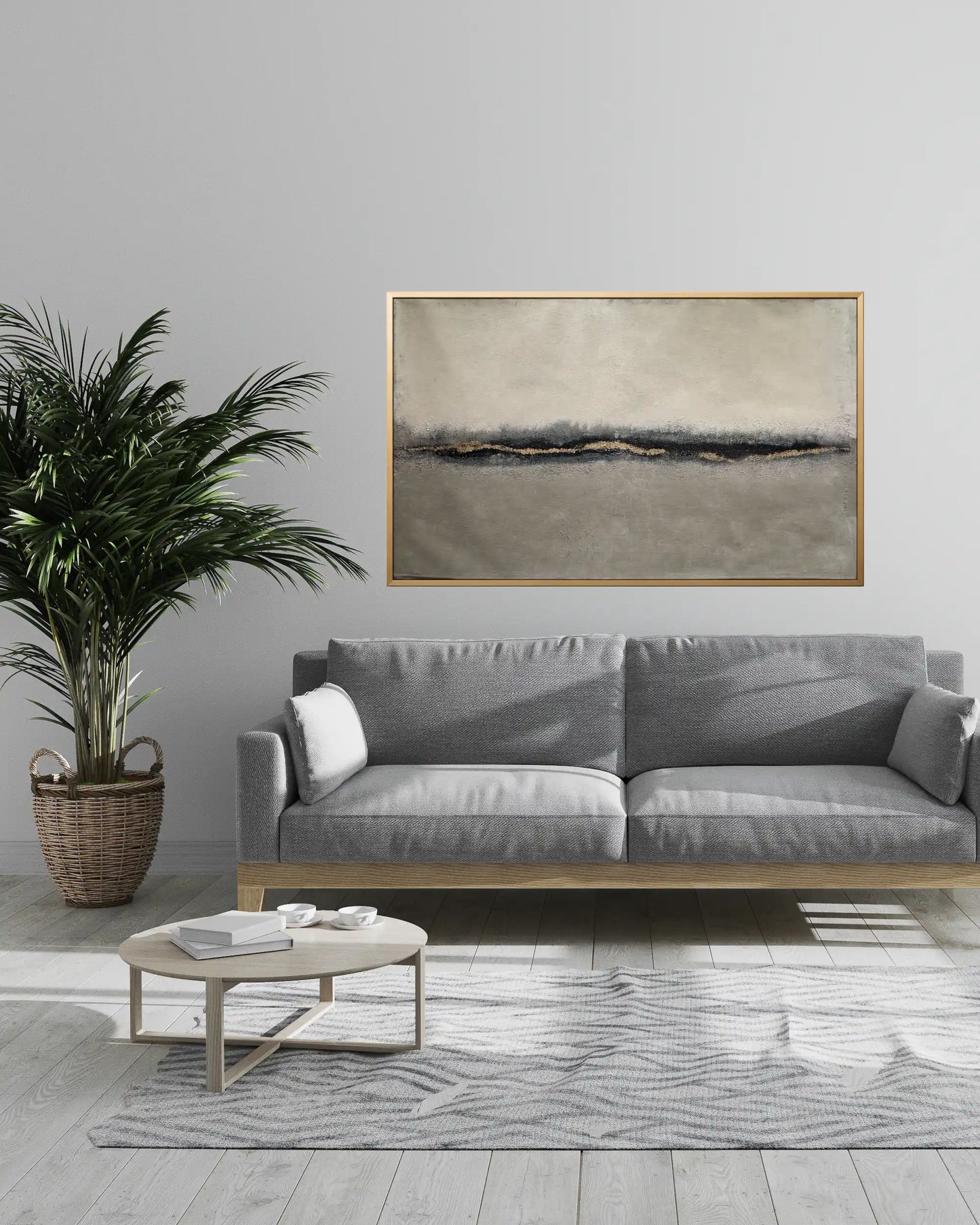 "Quiet Rise" Original Hand-Painted Gold Foil Canvas Wall Art by Skye