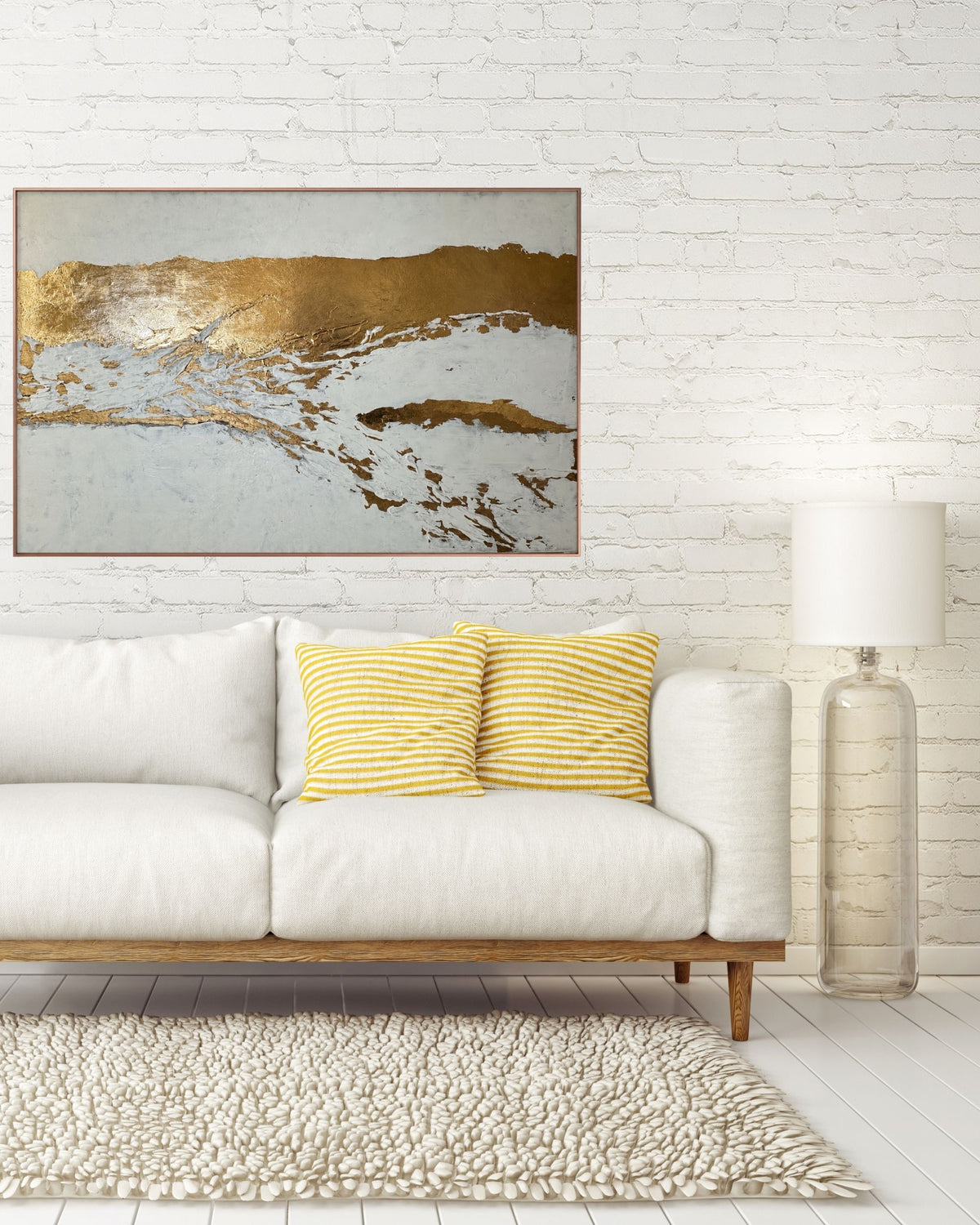"Gilded Shoreline" Original Hand-Painted Gold Foil Canvas Wall Art by Skye