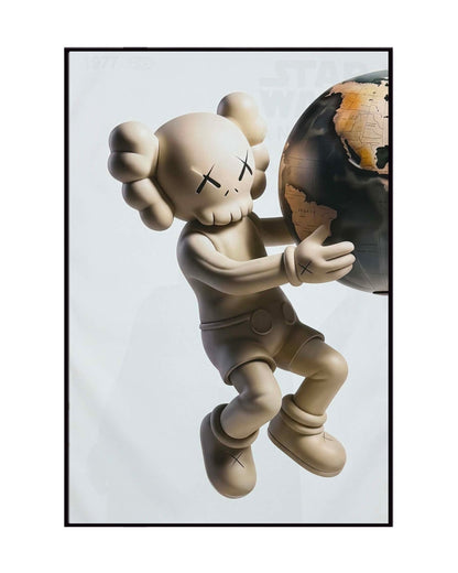 Brown and Beige KAWS Diptych Canvas Print Wall Art | CP222