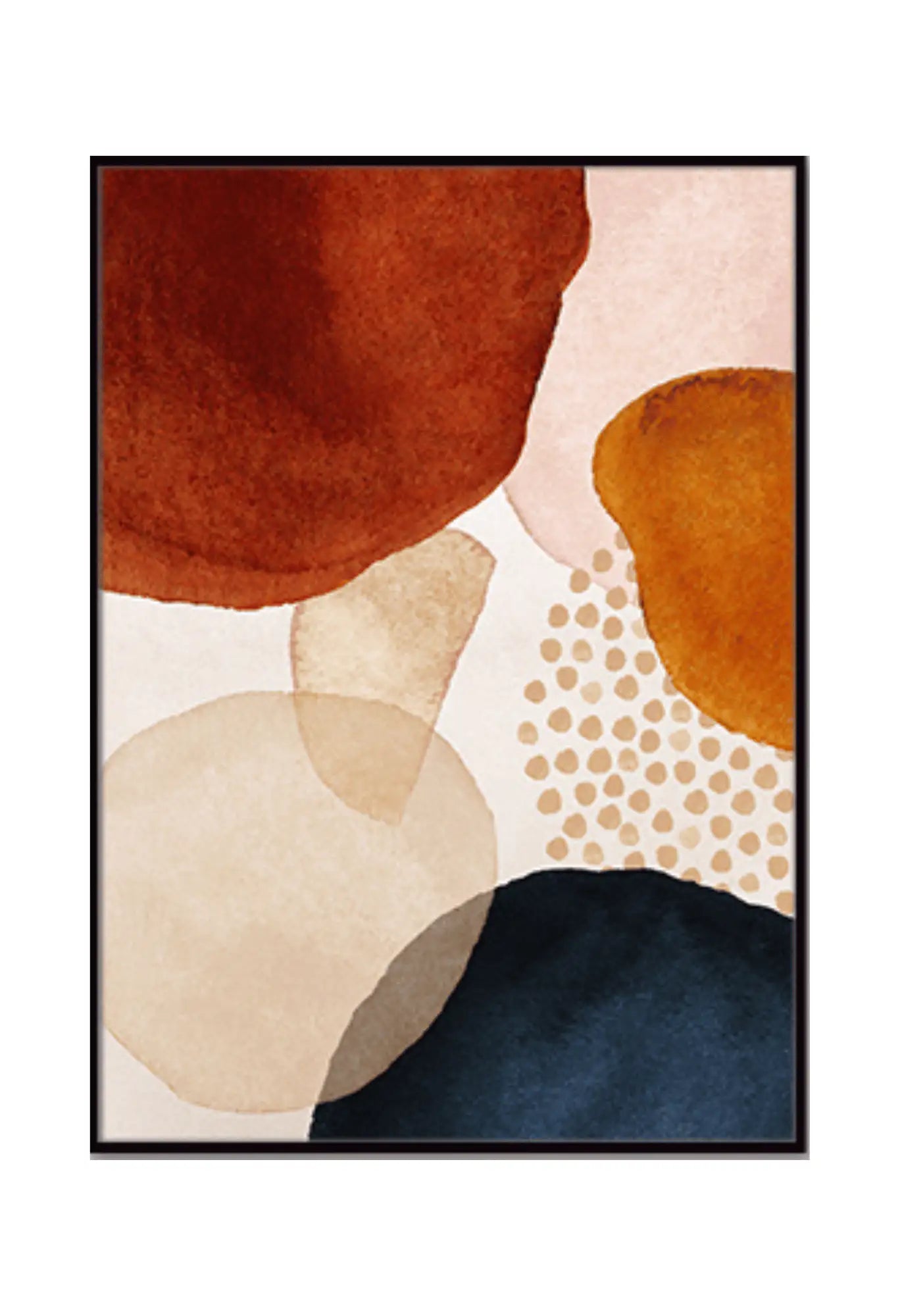 Terracotta and Navy Boho Abstract Shapes Triptych Canvas Print Wall Art | CP005
