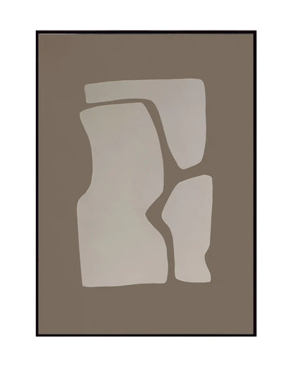Taupe and Beige Abstract Organic Shapes Diptych Canvas Print Wall Art | CP211