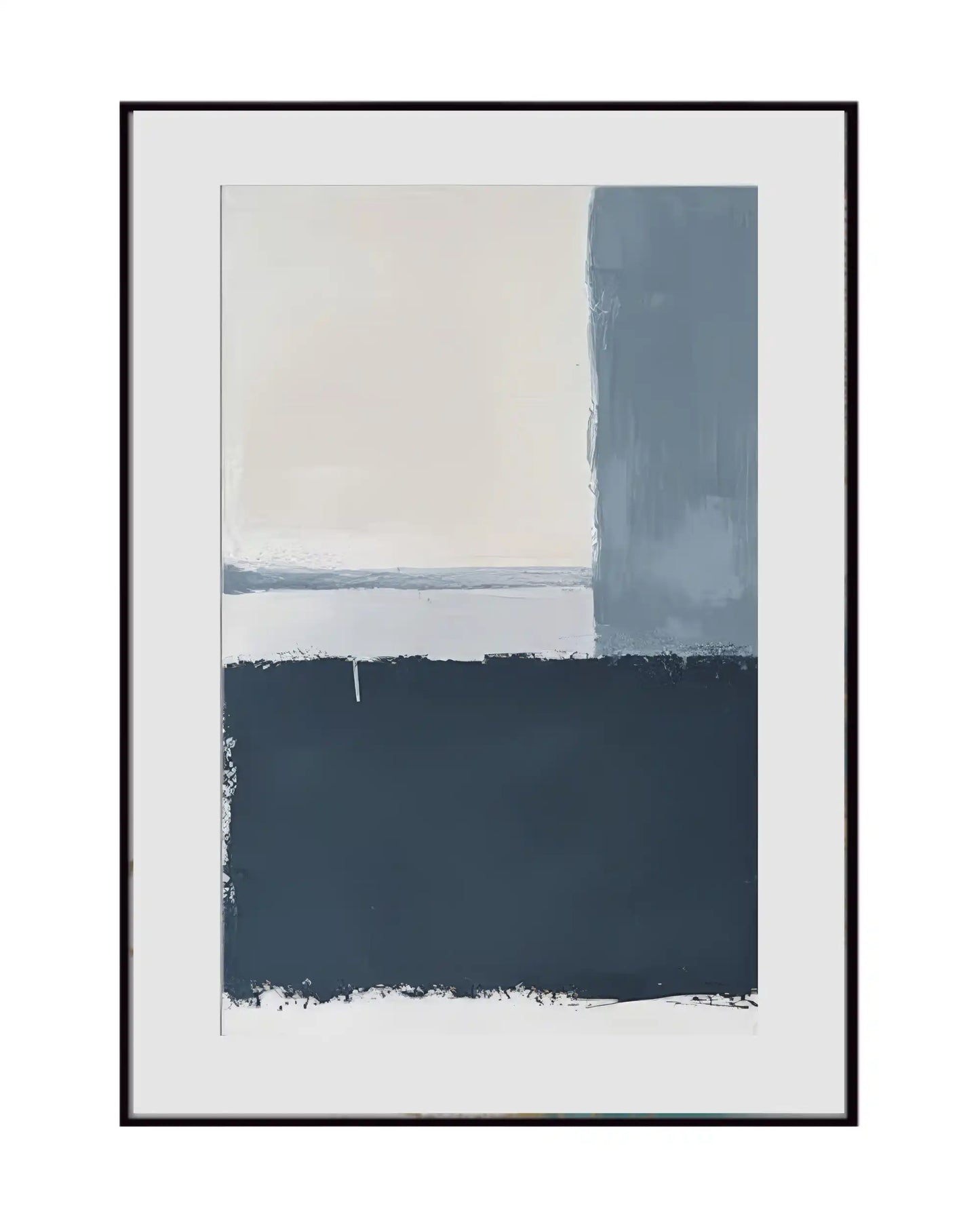 Navy and Slate Blue Abstract Block Diptych Canvas Print Wall Art | CP206