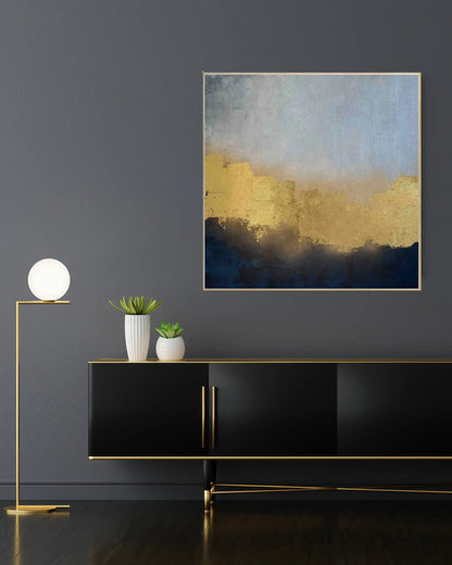 "Gilded Horizon" Original Hand-Painted Gold Foil Canvas Wall Art by Skye