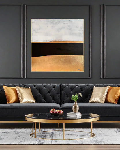 "Ember Veil" Original Hand-Painted Gold Foil Canvas Wall Art by Skye