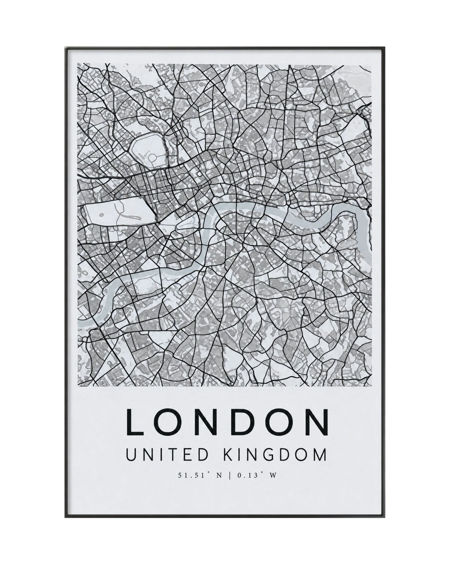Black Grey and White City Map Triptych Canvas Print Wall Art | CP218