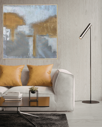Abstract Horizon Hand-Painted Metallic Gold Canvas Wall Art | HP0X1