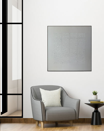 Japandi Heavy Textured Linear Grid Hand-Painted Canvas Wall Art | HPS10