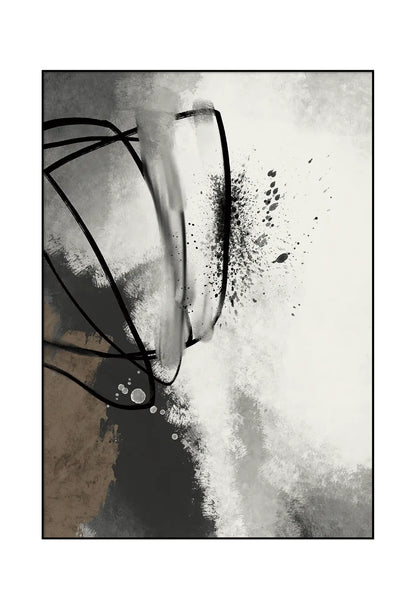 Beige Grey and Black Abstract Line Art Triptych Canvas Print Wall Art | CP142