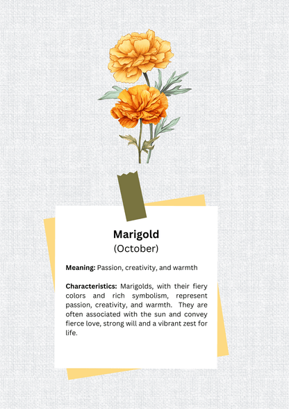 Personalized Canvas Tote Bag with October Birth Month Flower