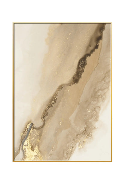 Beige Gold and Cream Alcohol Ink Abstract Triptych Canvas Print Wall Art | CP008