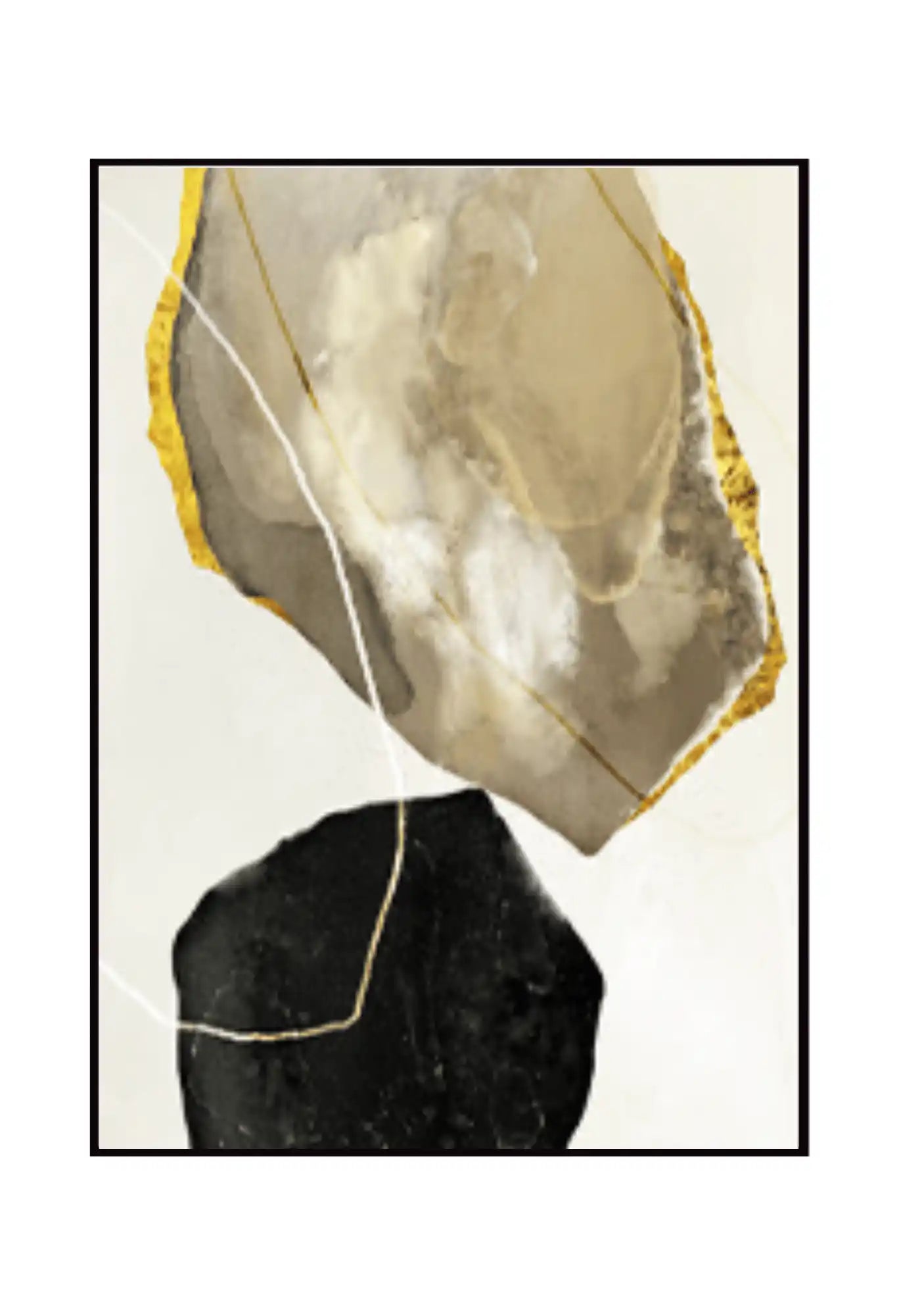 Black Gold and Grey Agate Stone Diptych Canvas Print Wall Art | CP012