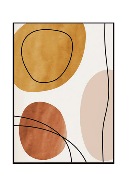 Terracotta and Beige Abstract Face Line Art Triptych Canvas Print Wall Art | CP014