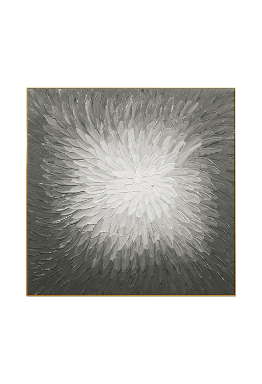 HP002 Gray Floral Hand-Painted Acrylic Wall Decor