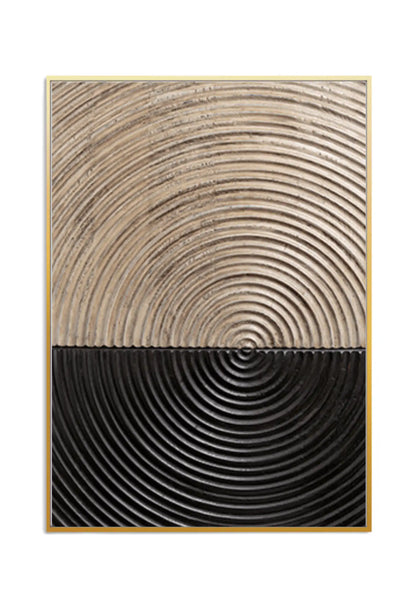Black Gold and Beige Abstract Lines Triptych Canvas Print Wall Art | CP016