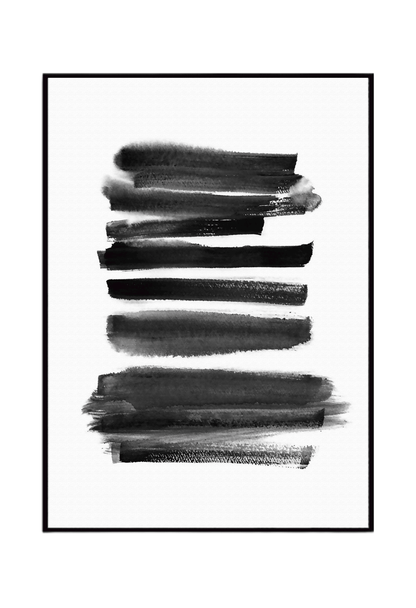 Black and White Abstract Ink Brushstroke Canvas Print Wall Art 50x70 cm Set Triptych | CP138