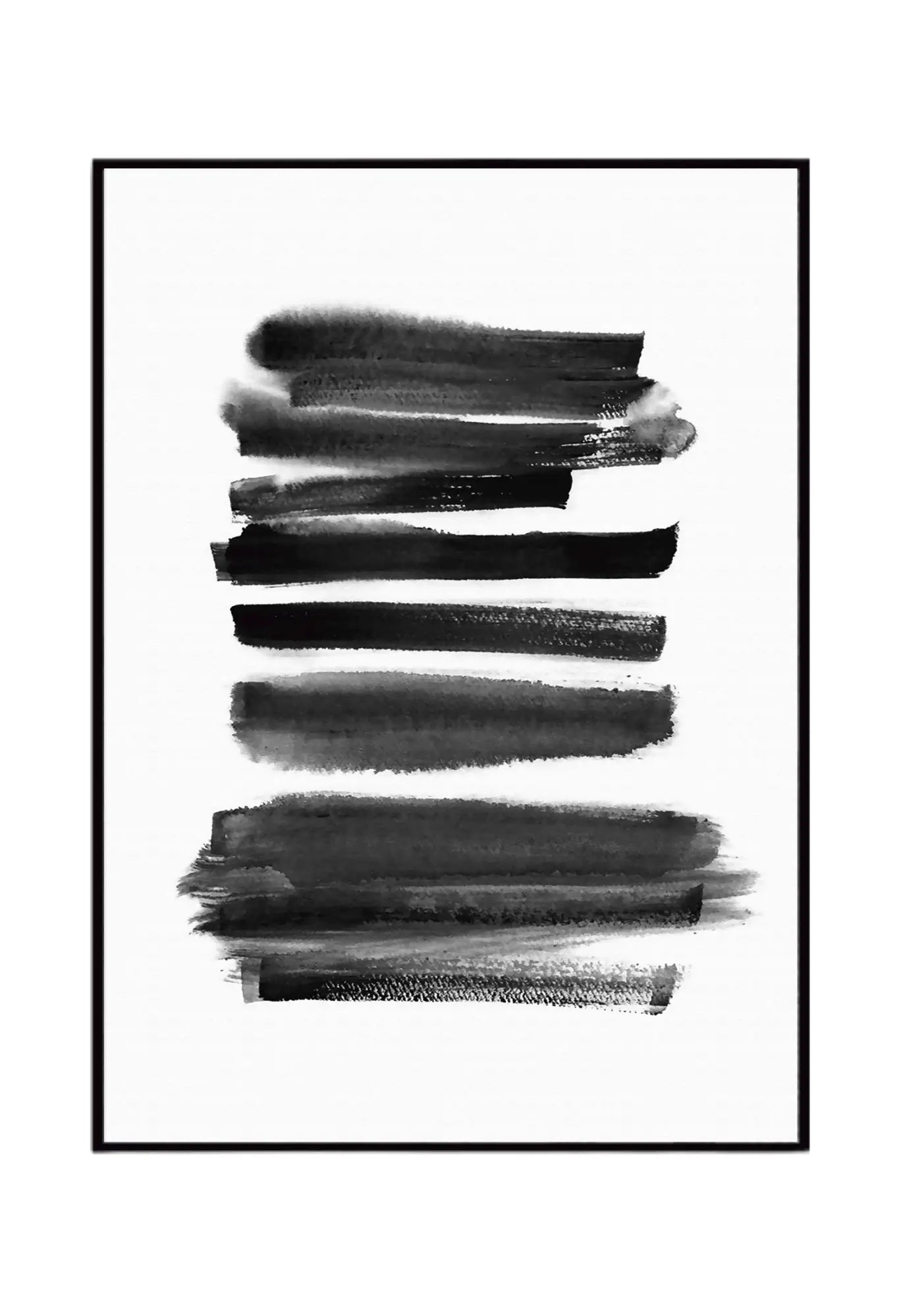 Black and White Abstract Ink Brushstroke Triptych Canvas Print Wall Art | CP138