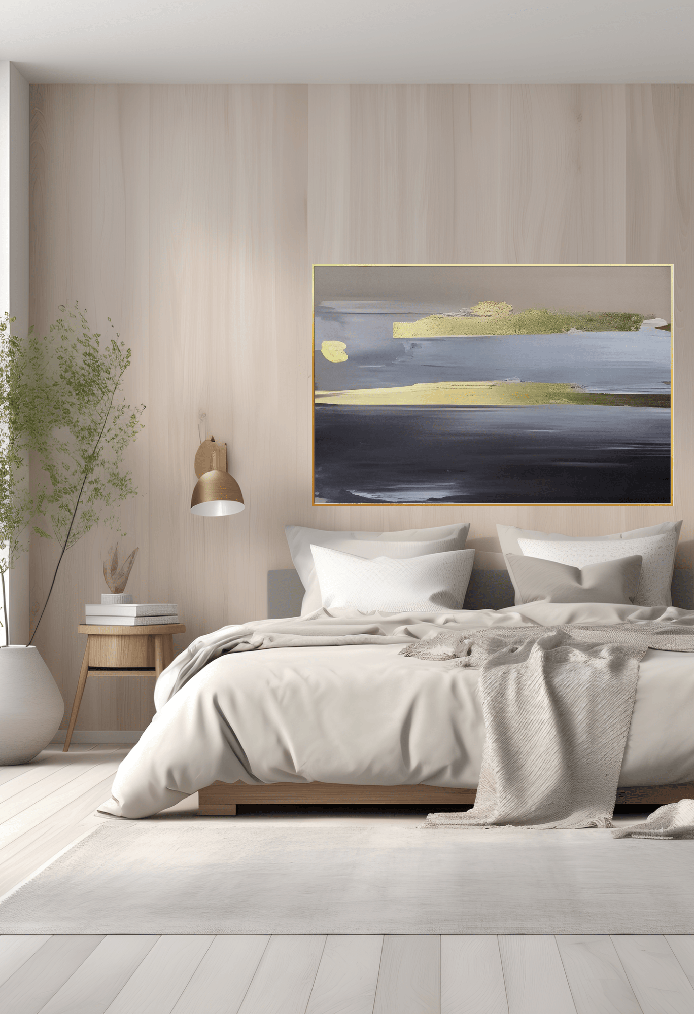 Black Grey and Gold Abstract Patches Canvas Print Wall Art 80x120 cm | CP095