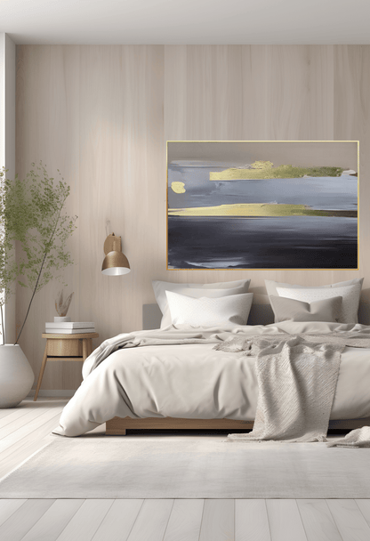 Black Grey and Gold Abstract Patches Canvas Print Wall Art 80x120 cm | CP095