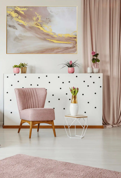 Blush Pink and Gold Abstract Waves Oversize Canvas Print Wall Art | CP104