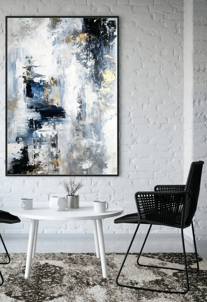 Blue Black and Gold Abstract Oversize Canvas Print Wall Art | CP108