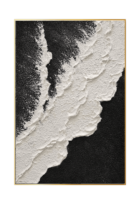 HP057 Abstract Minimalist Black and White Hand-Painted Wall Decor