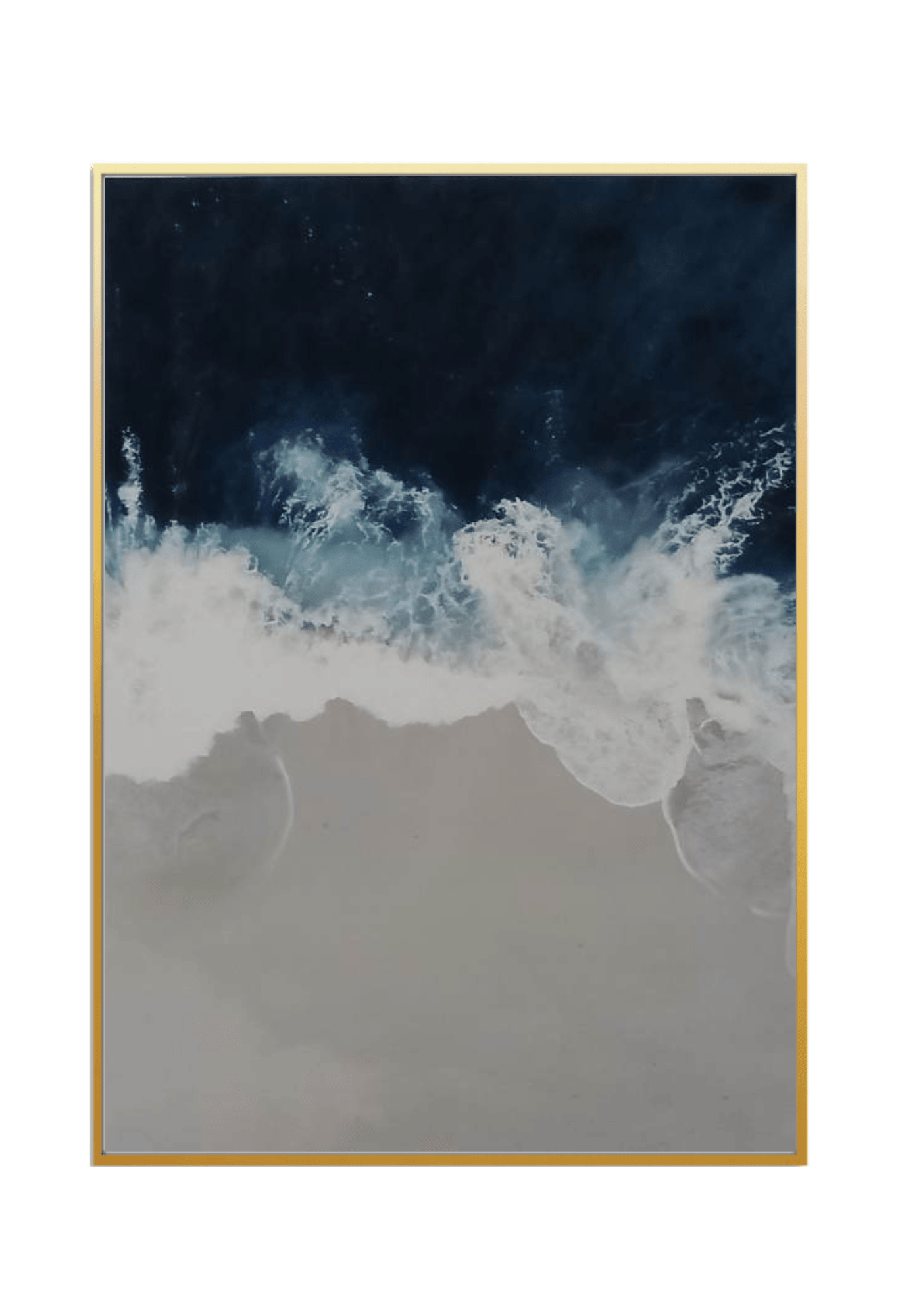Navy Blue and Grey Abstract Ocean Wave Canvas Print Wall Art 50x70 cm Set Triptych | CP015
