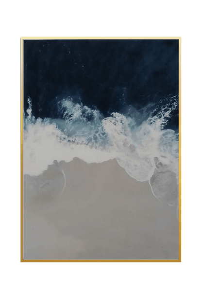 Navy Blue and Grey Abstract Ocean Wave Canvas Print Wall Art 50x70 cm Set Triptych | CP015