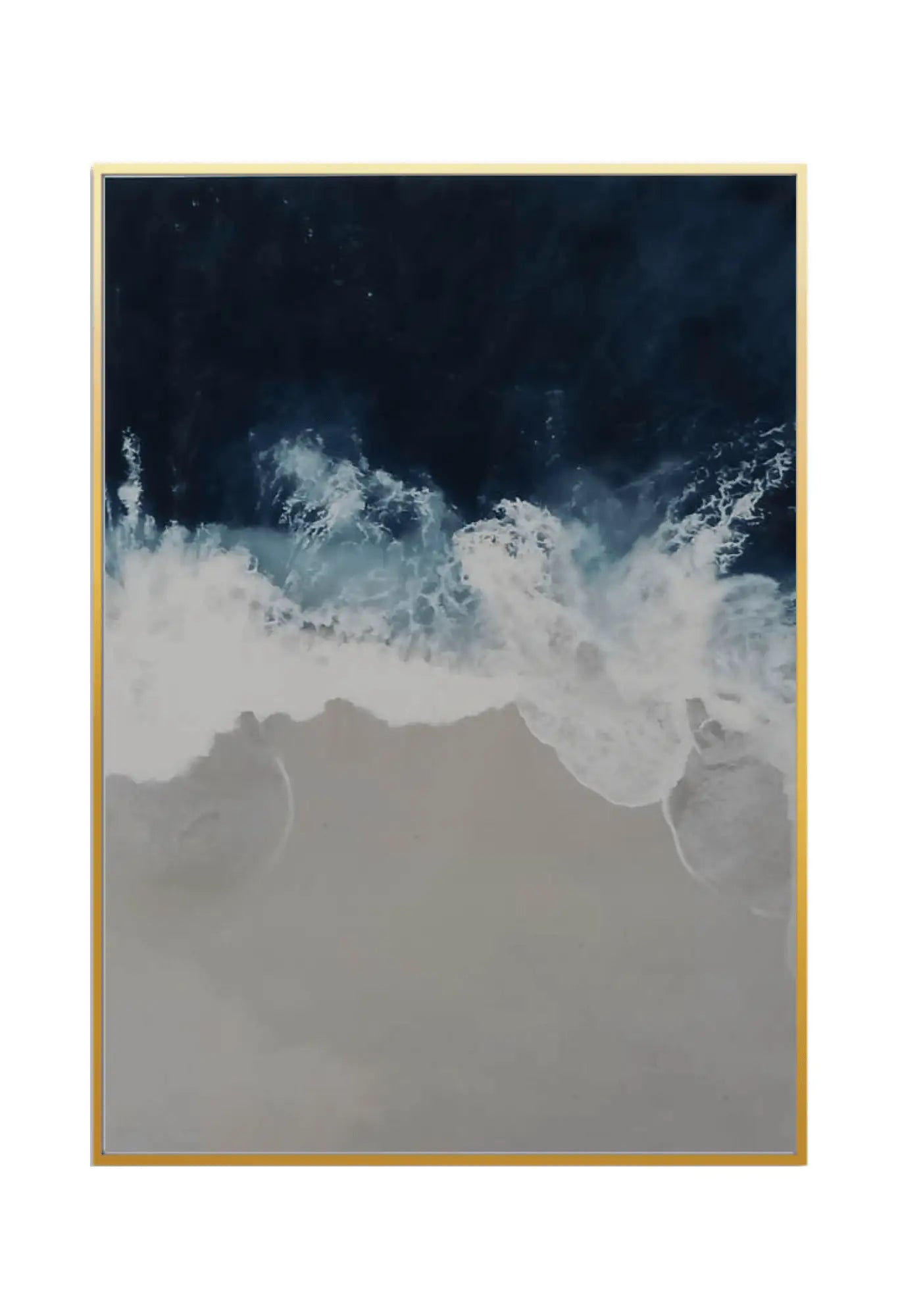 Navy Blue and Grey Abstract Ocean Wave Triptych Canvas Print Wall Art | CP015