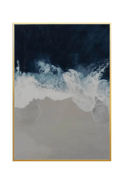 Navy Blue and Grey Abstract Ocean Wave Triptych Canvas Print Wall Art | CP015