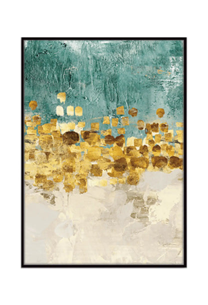 Teal and Gold Color Abstract Triptych Canvas Print Wall Art | CP004