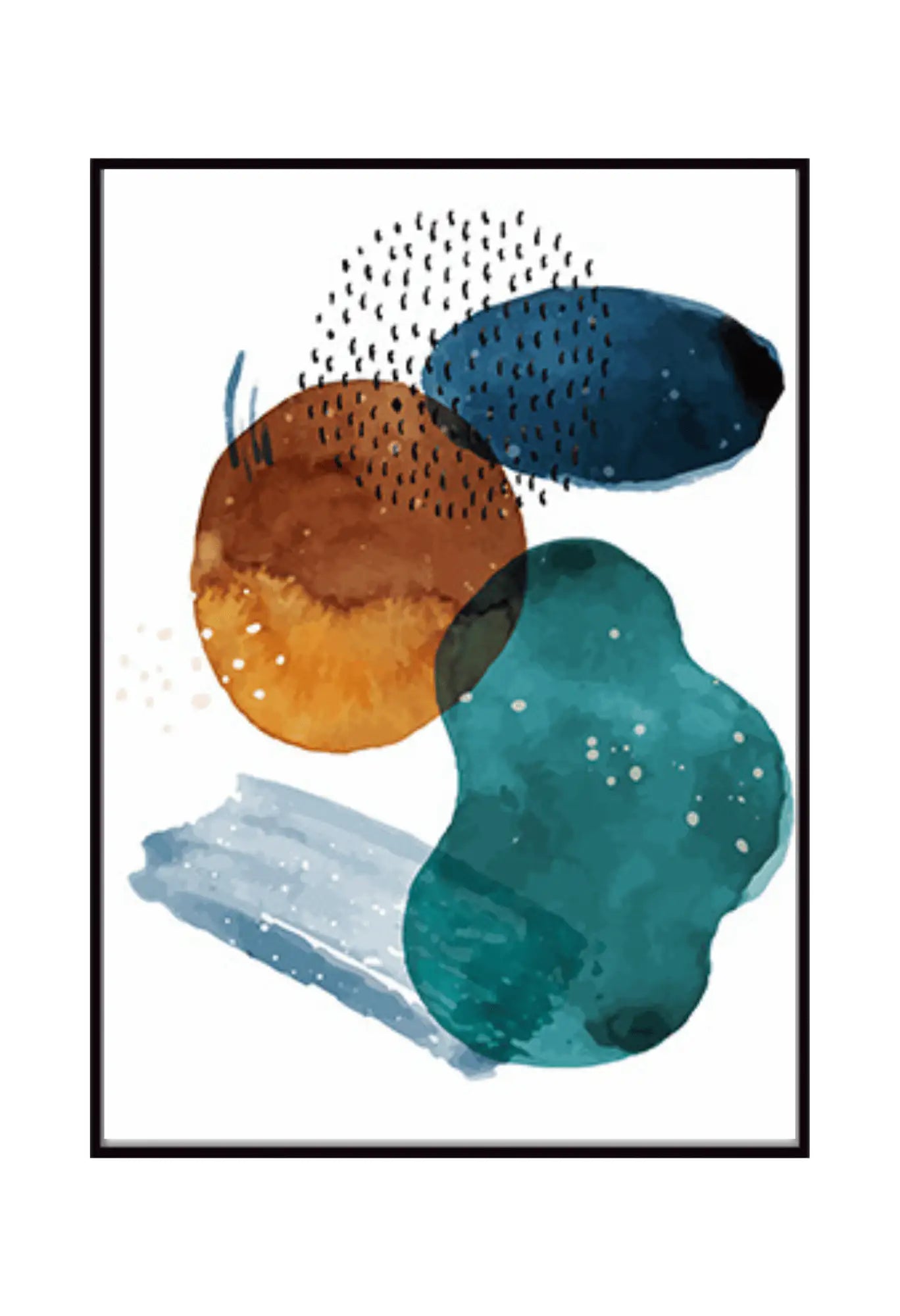 Teal Blue and Terracotta Abstract Watercolor Triptych Canvas Print Wall Art |CP018