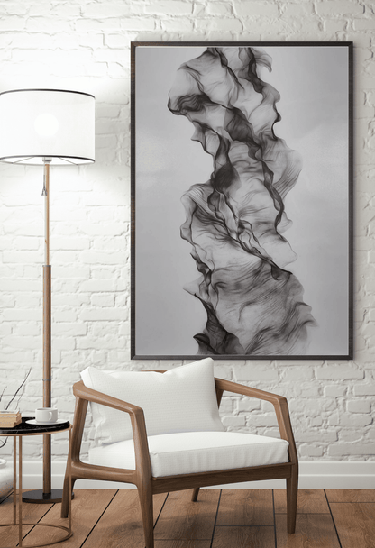Black and Grey Abstract Mesh Column Canvas Print Wall Art 80x120 cm | CP068