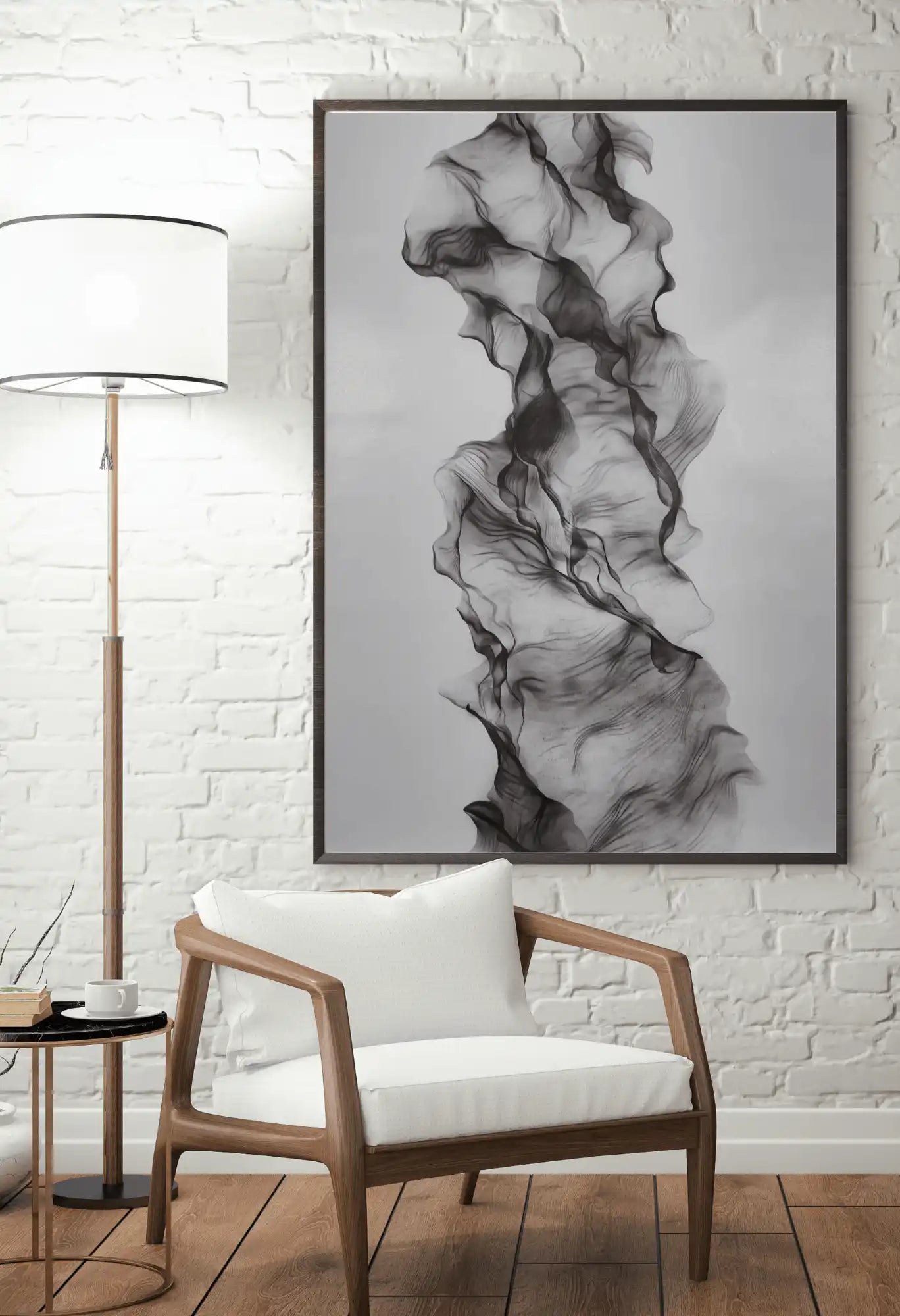 Black and Grey Abstract Mesh Column Oversize Canvas Print Wall Art | CP068
