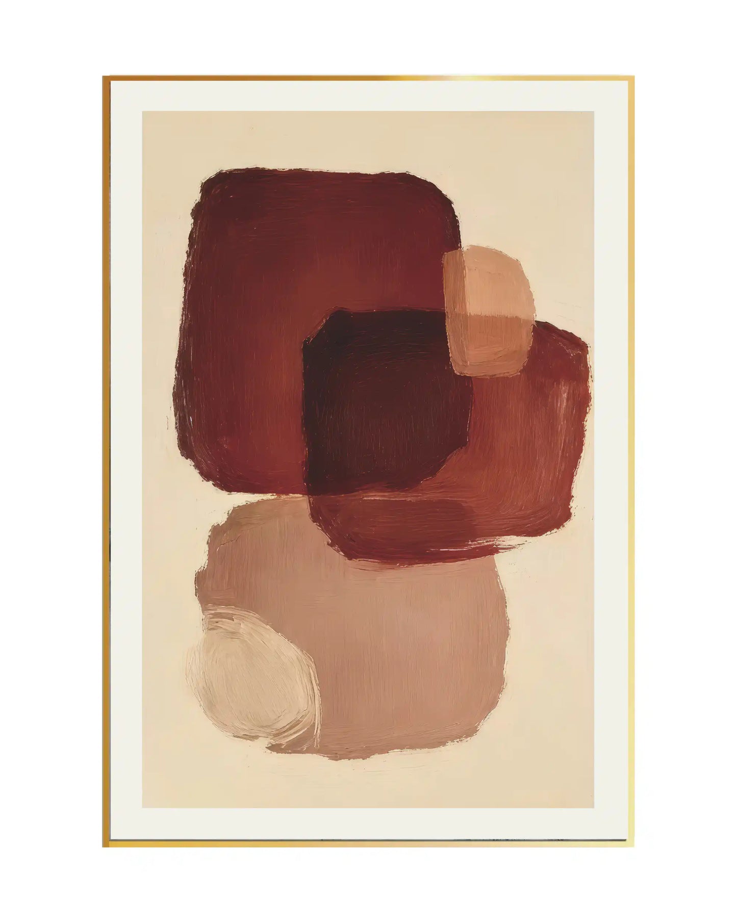 Burgundy and Terracotta Abstract Geometric Diptych Canvas Print Wall Art | CP208