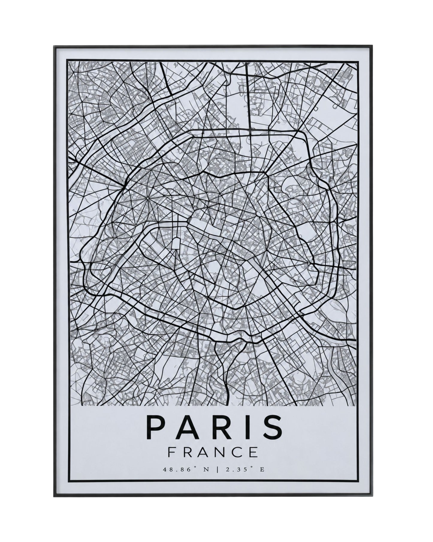 Black Grey and White City Map Triptych Canvas Print Wall Art | CP218