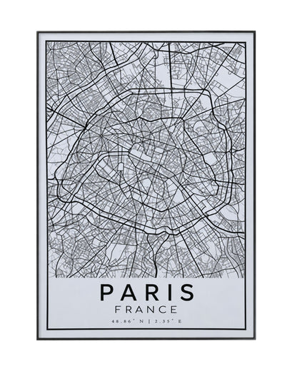 Black Grey and White City Map Triptych Canvas Print Wall Art | CP218