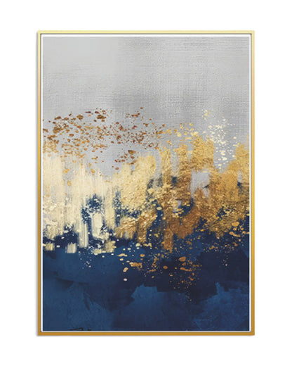 Blue and Gold Abstract Horizon Triptych Canvas Print Wall Art | CP204