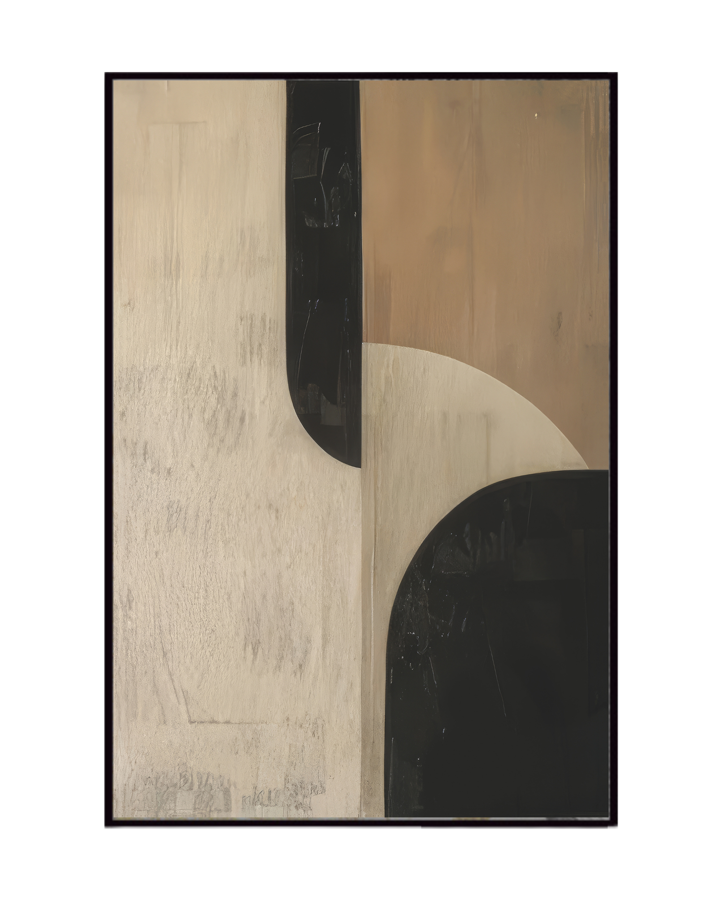 Black and Beige Wabi-Sabi Abstract Geometric Canvas Print Wall Art | CP212