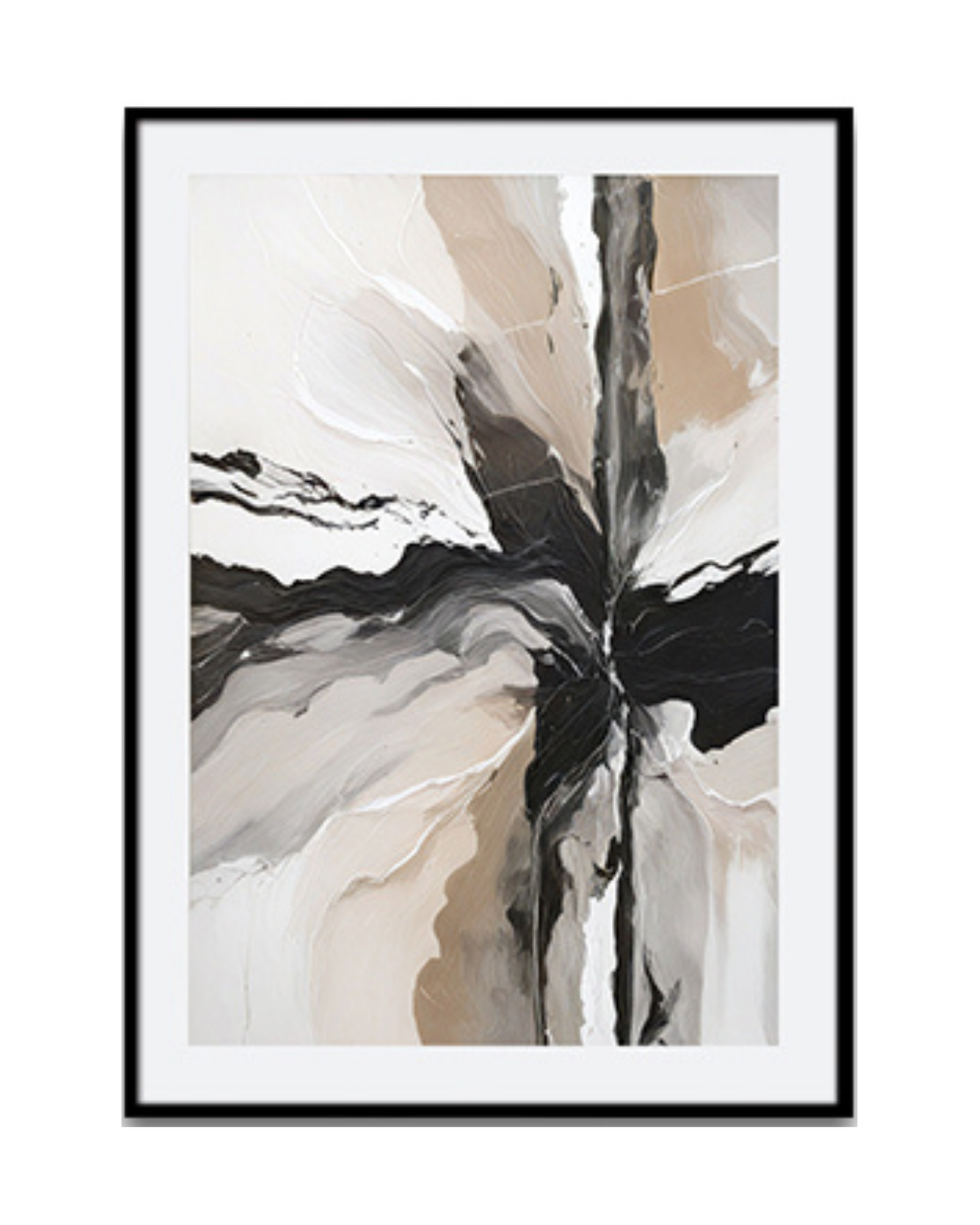 Beige Black and White Abstract Canvas Print Wall Art | CP190
