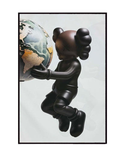 Brown and Beige KAWS Diptych Canvas Print Wall Art | CP222